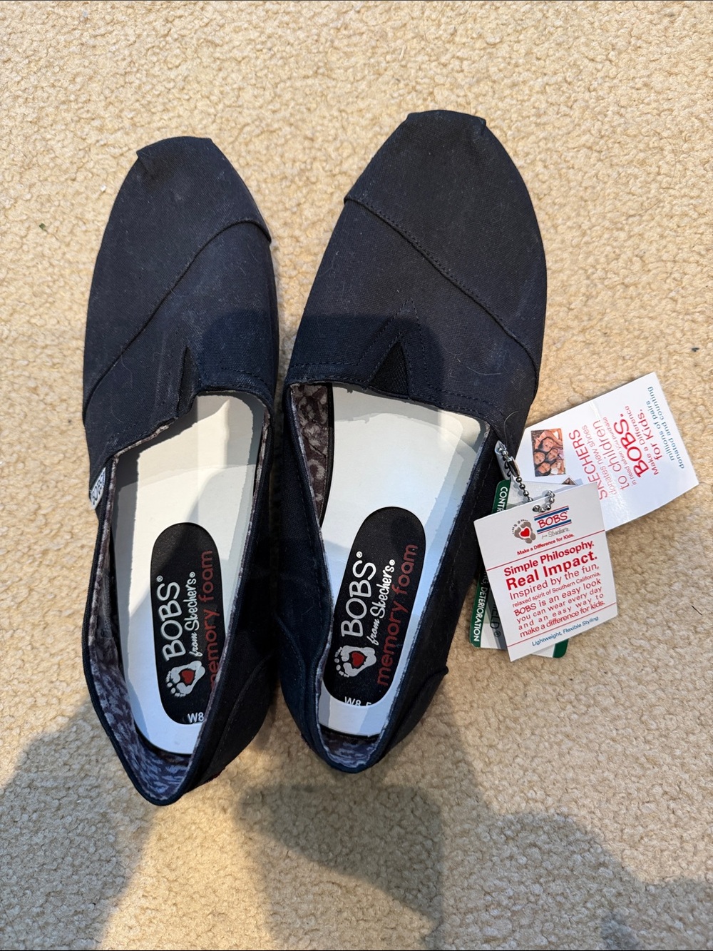 Women's Bobs Black Slip-On Memory Foam Flats
